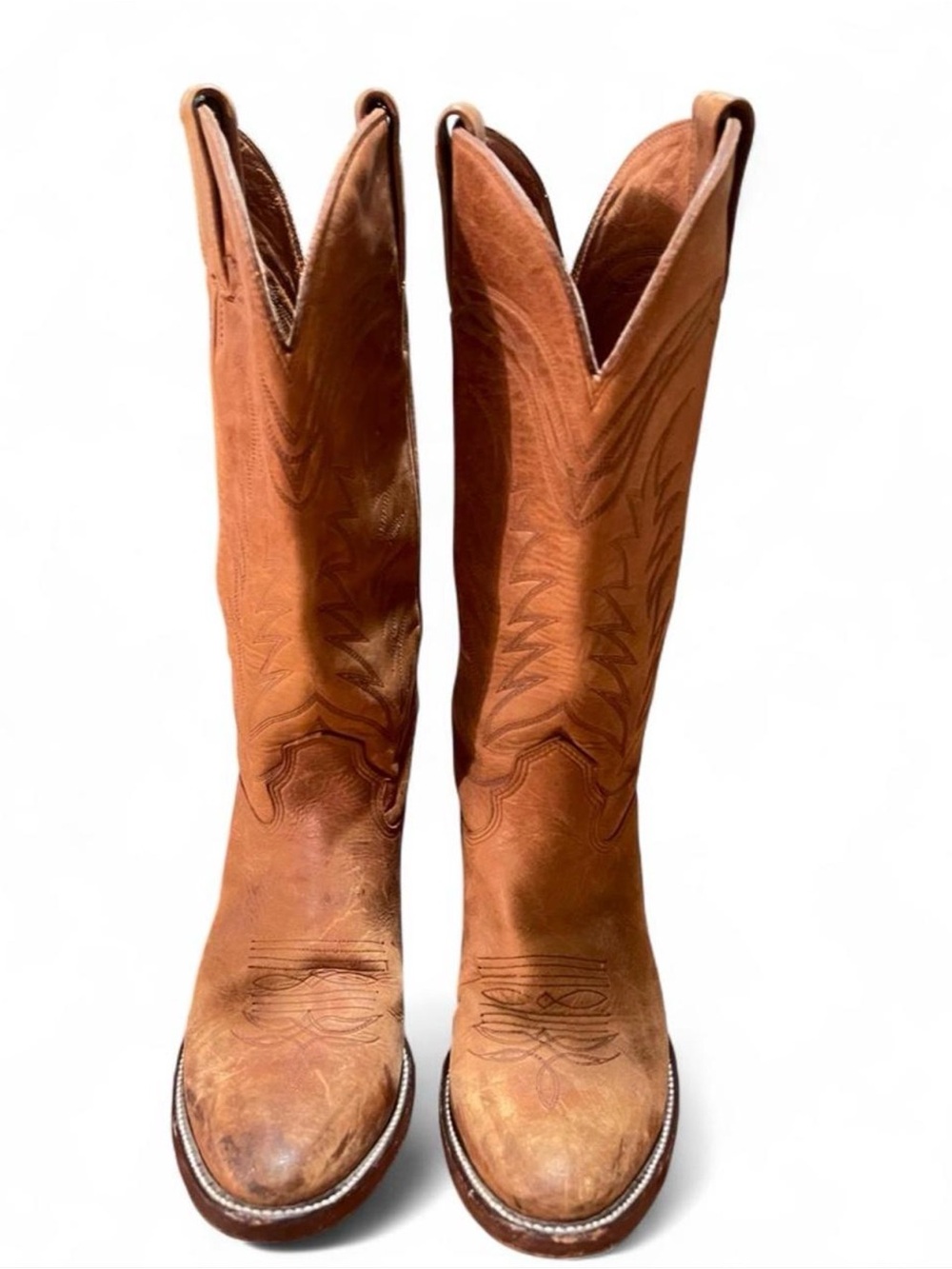 Classic Women's Tan Leather Western Cowboy Boots Men’s 7.5 / Women’s 9